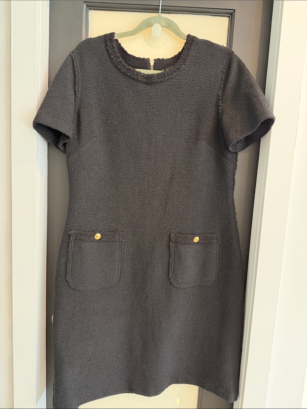 St. John Black Short-Sleeve Crewneck Knit Sweater